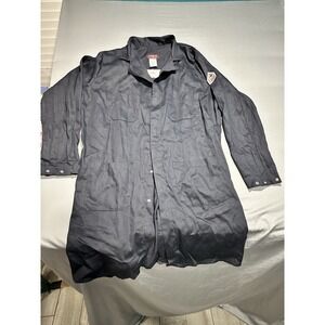 Bulwark FR Concealed Snap-Front Lab Coat Flame Resistant Blue L